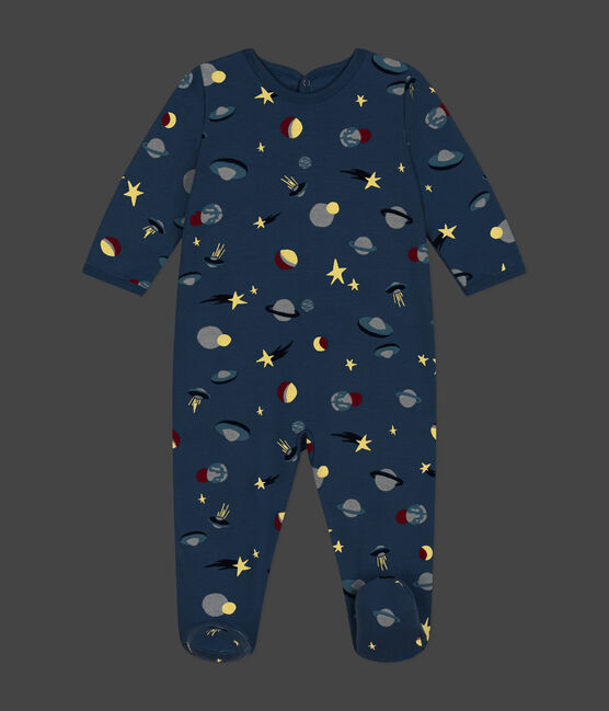 Pyjama en molleton gratté imprimé espace bébé bleu BEACH/ MULTICO