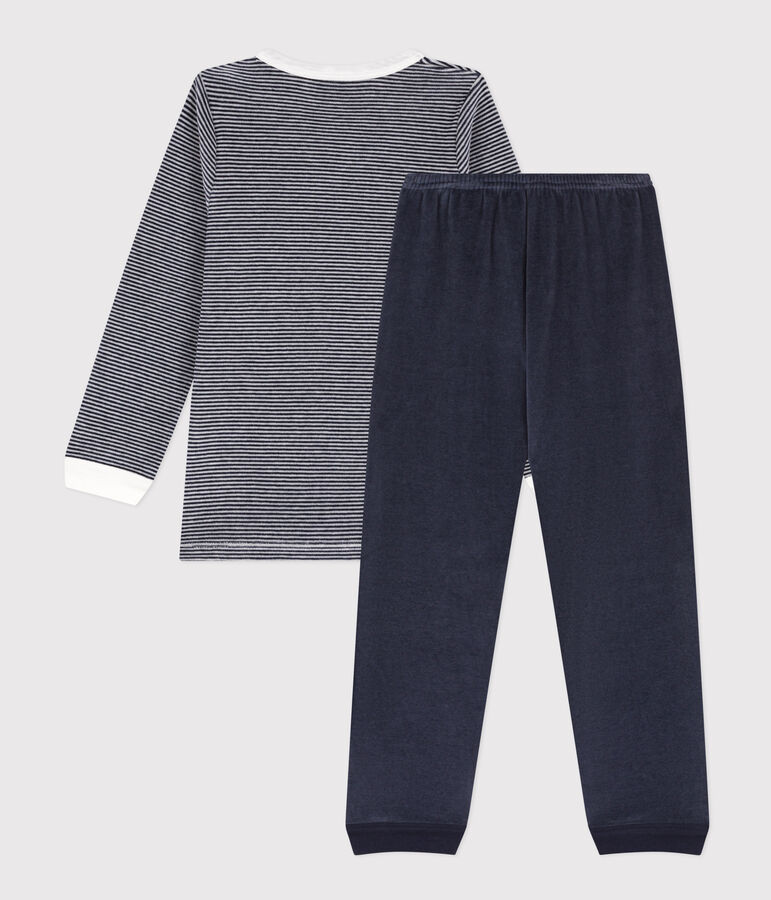 Pyjama en velours enfant bleu/blanc