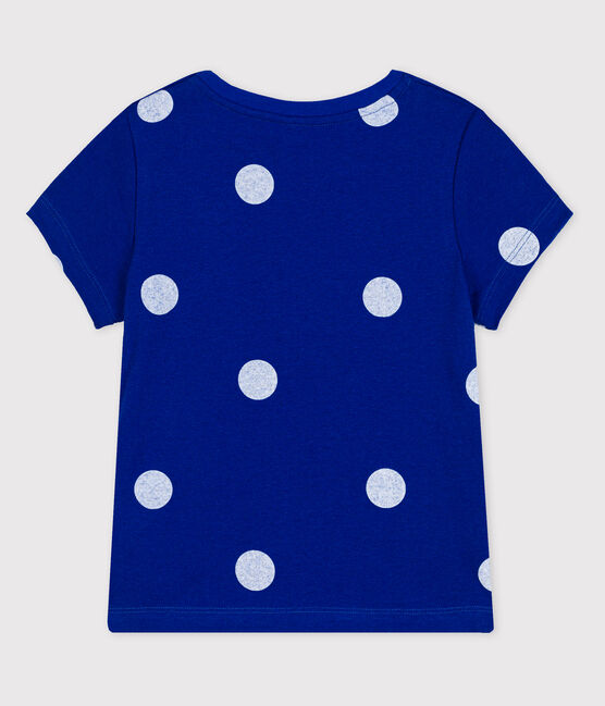Tee-shirt manches courtes en coton-lin enfant fille bleu SURF/blanc MARSHMALLOW