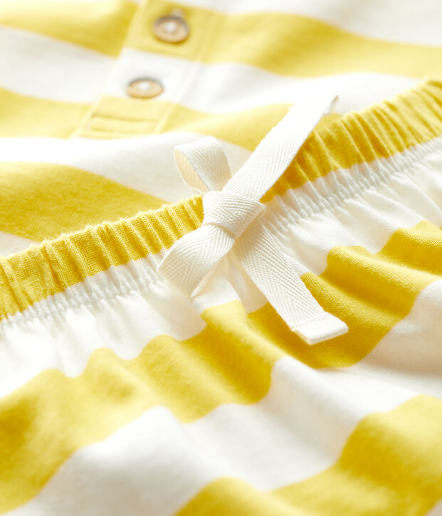Ensemble 2 pi&egrave;ces ray&eacute; en jersey b&eacute;b&eacute; jaune/blanc