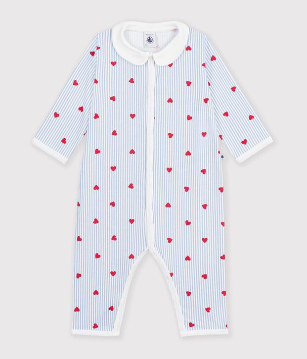 Pyjama b&eacute;b&eacute; en coton sans pieds imprim&eacute; c&oelig;urs blanc/multicouleur