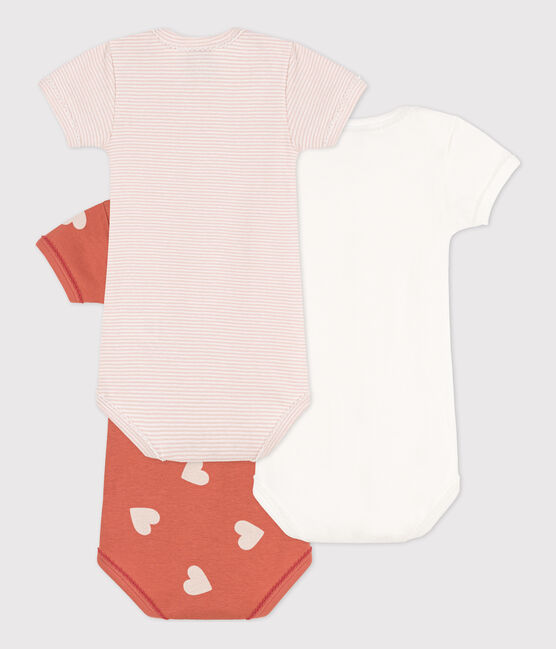 Lot de 3 bodies manches courtes cœur bébé en coton variante 1