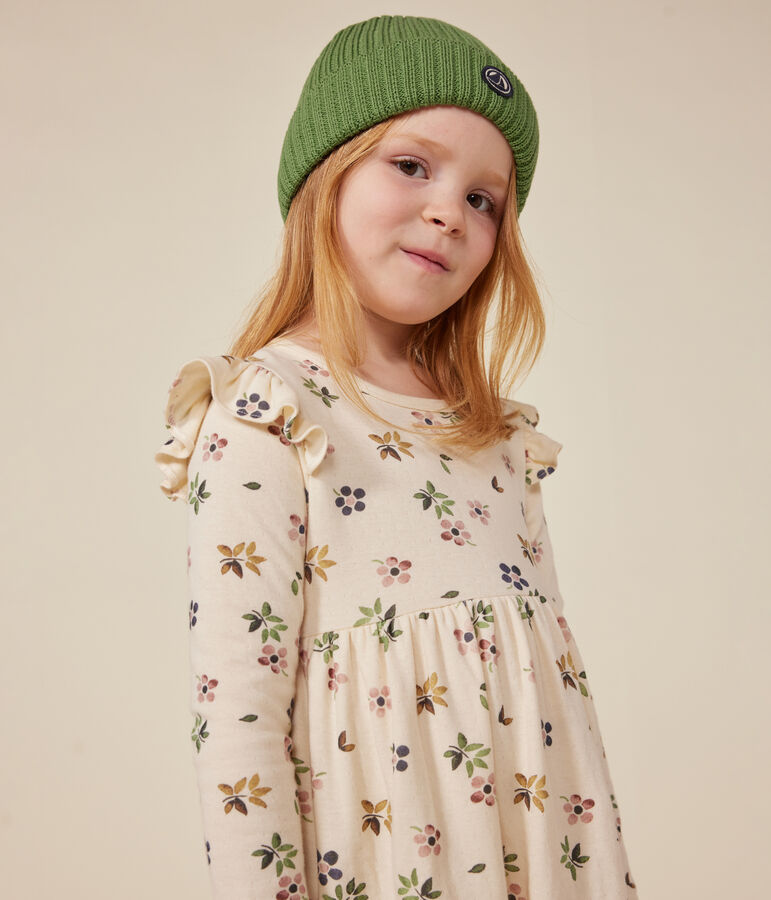 Robe manches longues en tubique enfant fille blanc AVALANCHE/ MULTICO