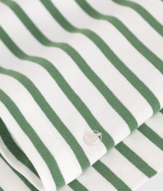 Marinière femme en coton manches longues vert MARSHMALLOW/ PALMERAIE
