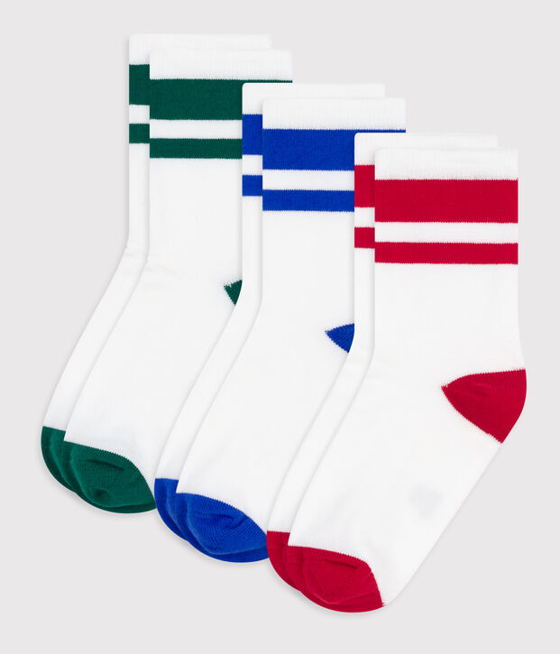 3 paires de chaussettes enfant unies en coton multicouleur