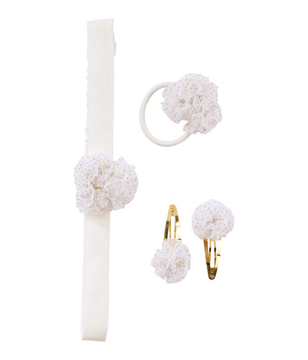 Lot d'accessoires pour cheveux blanc/jaune
