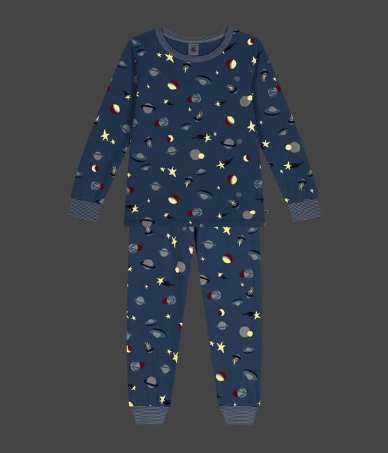 Pyjama en molleton gratté imprimé espace enfant bleu BEACH/ MULTICO