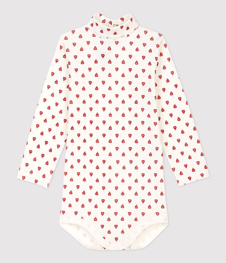 Body en coton b&eacute;b&eacute;. blanc MARSHMALLOW/rouge TERKUIT