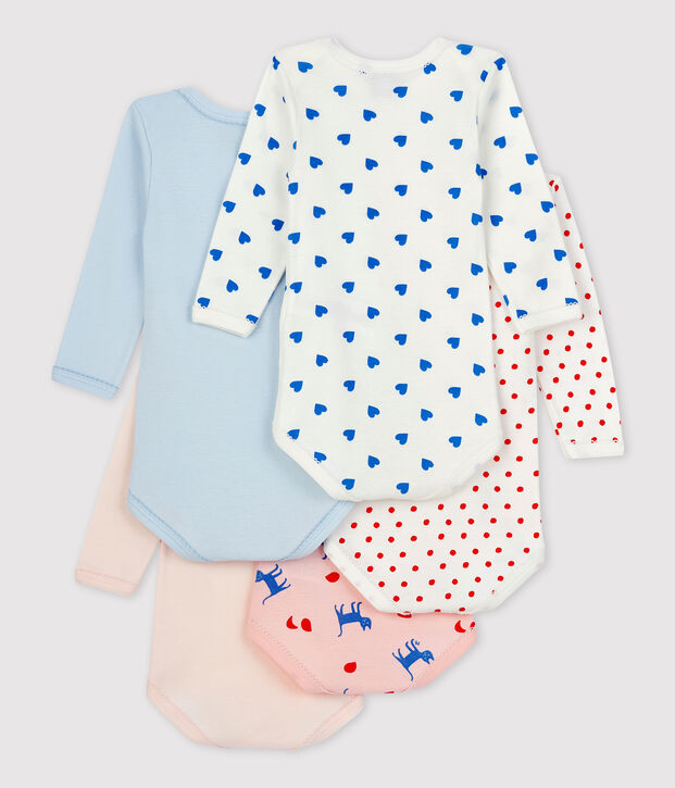 Lot de 5 bodies manches longues en coton multicouleur