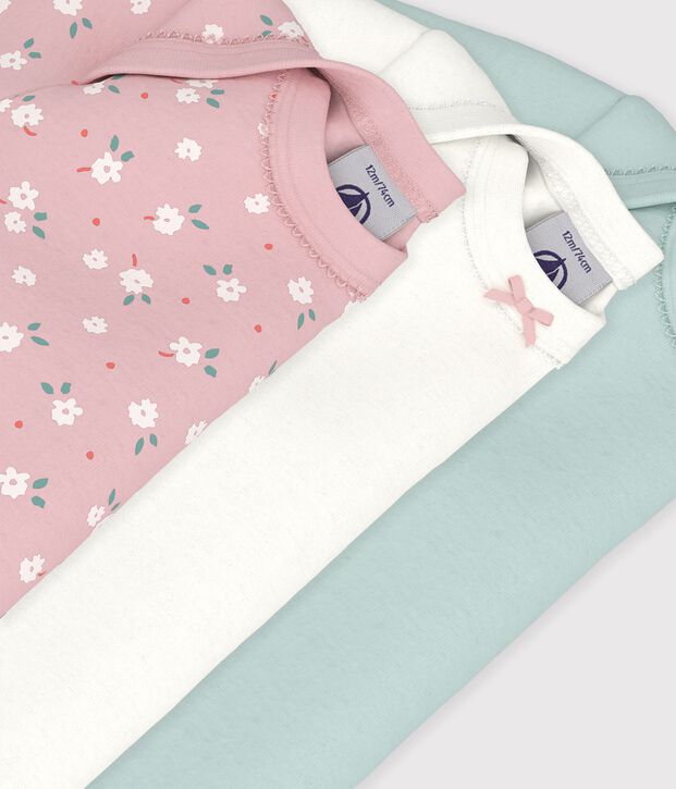 Lot de bodies manches longues en coton imprim&eacute; &agrave; fleurs b&eacute;b&eacute; multicouleur