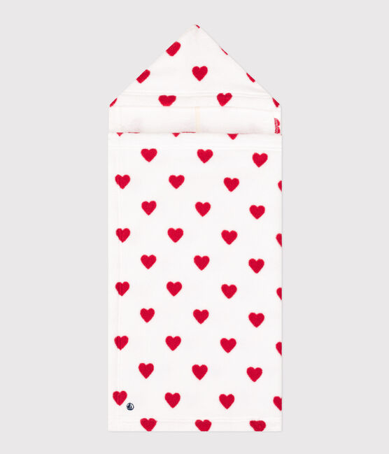 Cape de bain coeurs bébé en éponge blanc MARSHMALLOW/rouge TERKUIT
