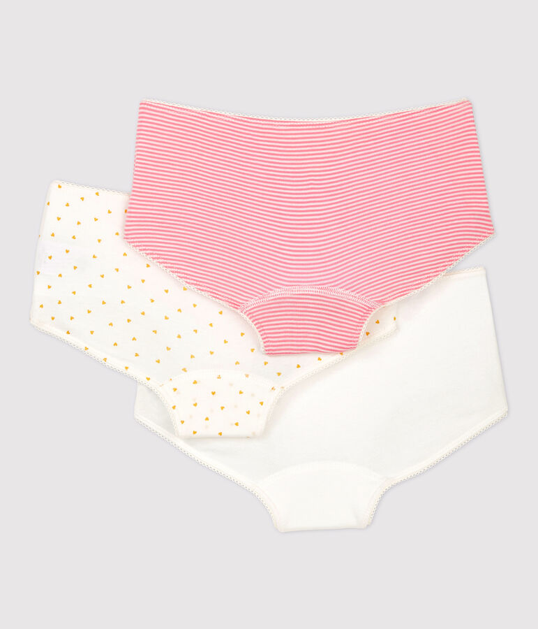Lot de 3 shorties imprim&eacute; coeur petite fille en coton multicouleur