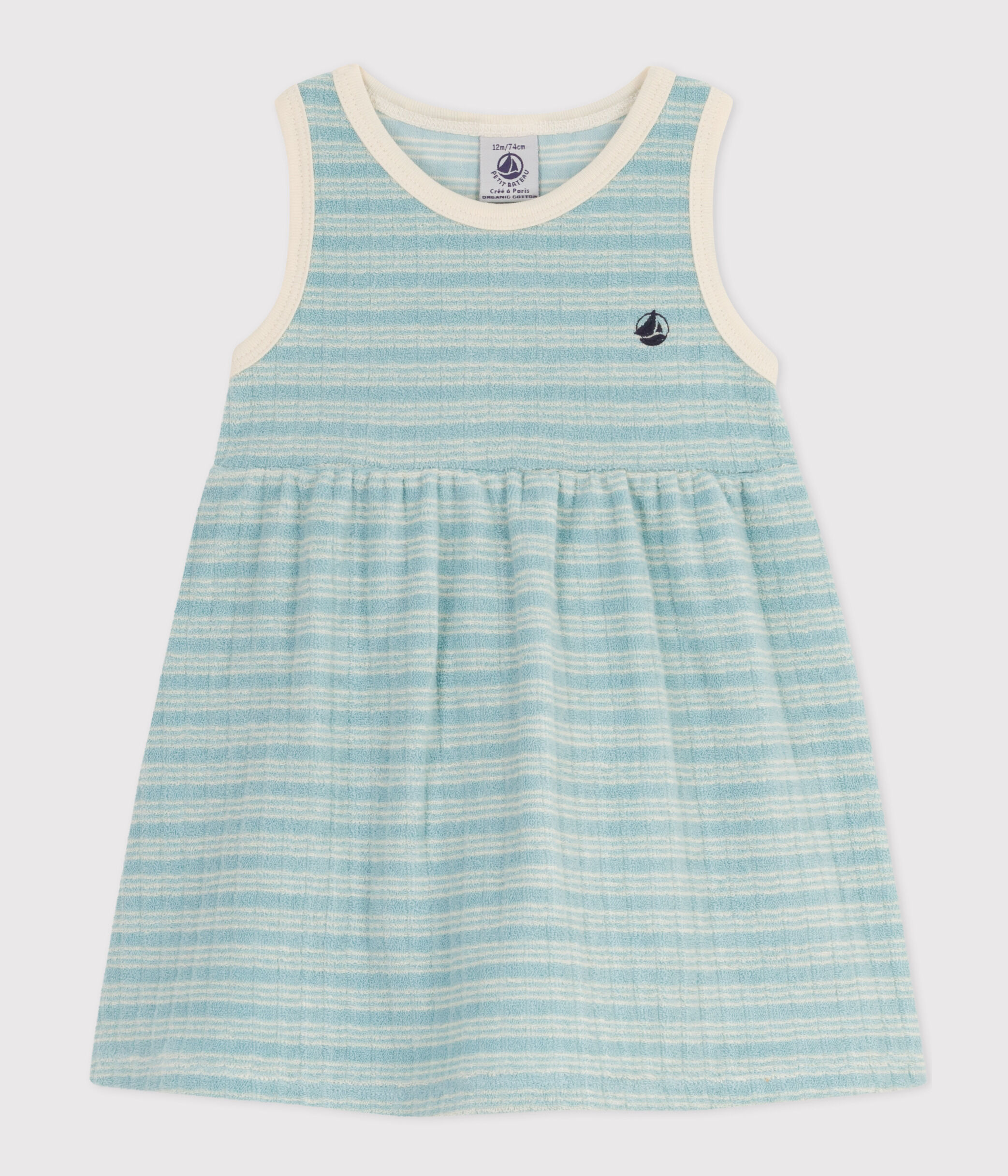 Robe sans manche bebe en bouclette eponge rayee MIMI AVALANCHE Petit Bateau