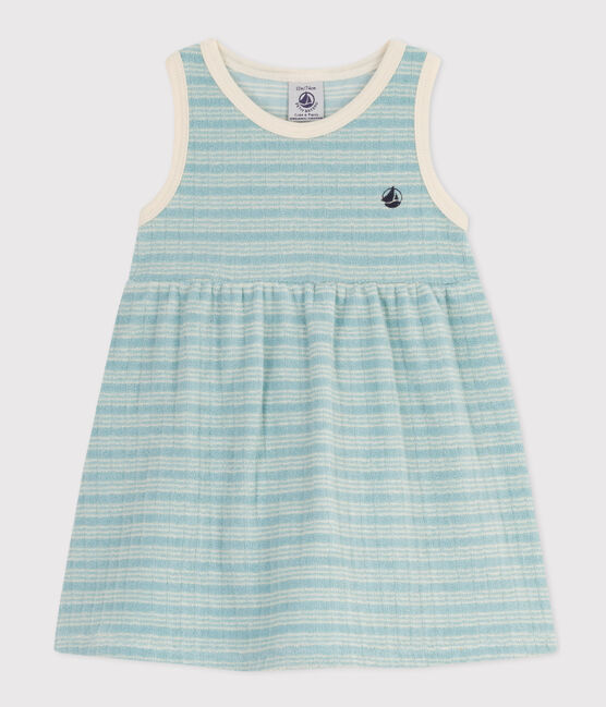 Robe sans manche bébé en bouclette éponge rayée MIMI/ AVALANCHE