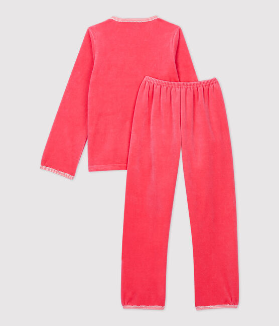 Pyjama rose petite fille motif louvette en velours rose CARMEN