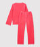 Pyjama rose petite fille motif louvette en velours rose CARMEN
