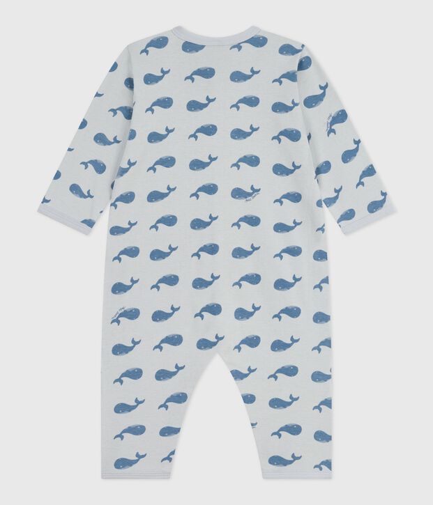 Pyjama b&eacute;b&eacute; en coton sans pieds imprim&eacute; bleu/bleu