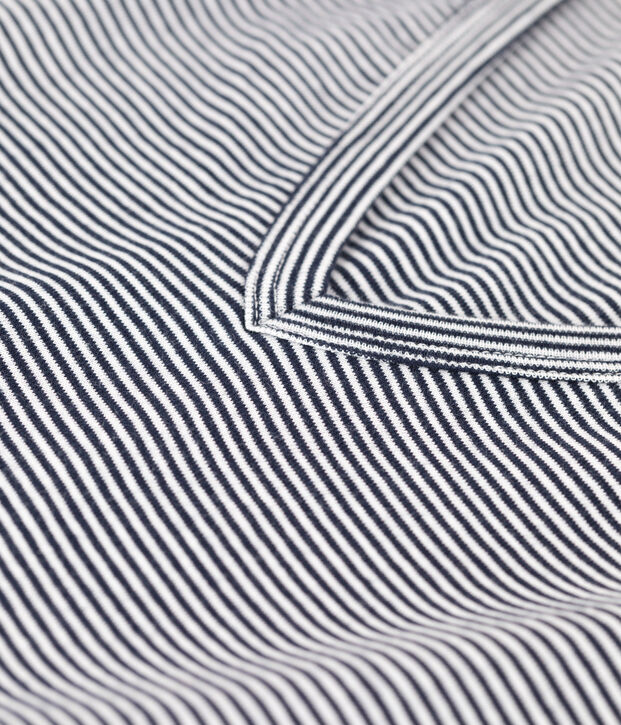 Tee-shirt L'ICONIQUE col V en coton bio Femme bleu/blanc