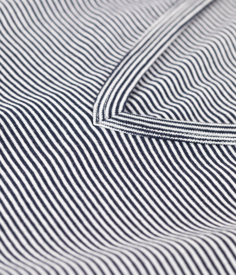 Tee-shirt L'ICONIQUE col V en coton Femme bleu SMOKING/blanc MARSHMALLOW