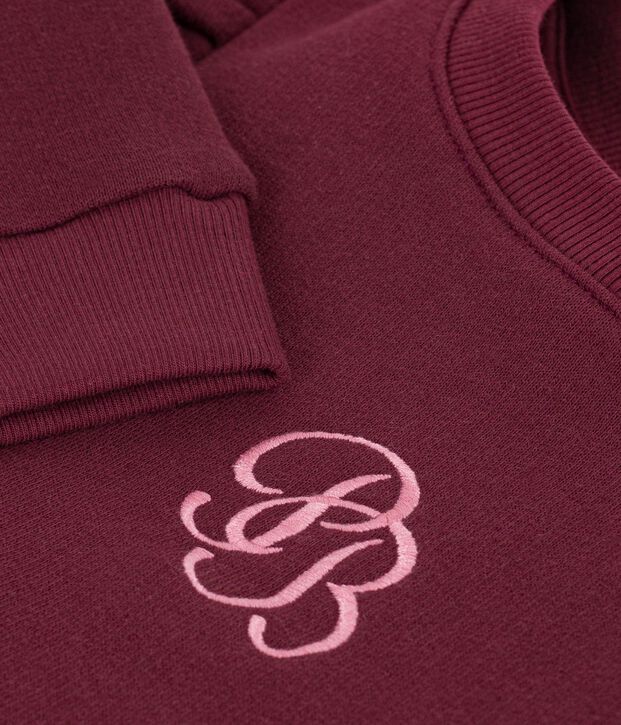 Sweatshirt enfant en coton uni bordeaux