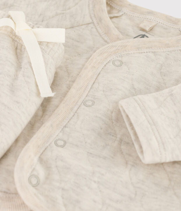 Ensemble 2 pi&egrave;ces b&eacute;b&eacute; matelass&eacute; en coton beige chin&eacute;