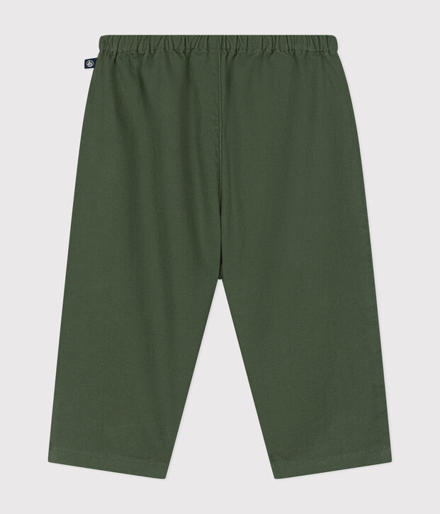 Pantalon en coton/lin b&eacute;b&eacute; vert