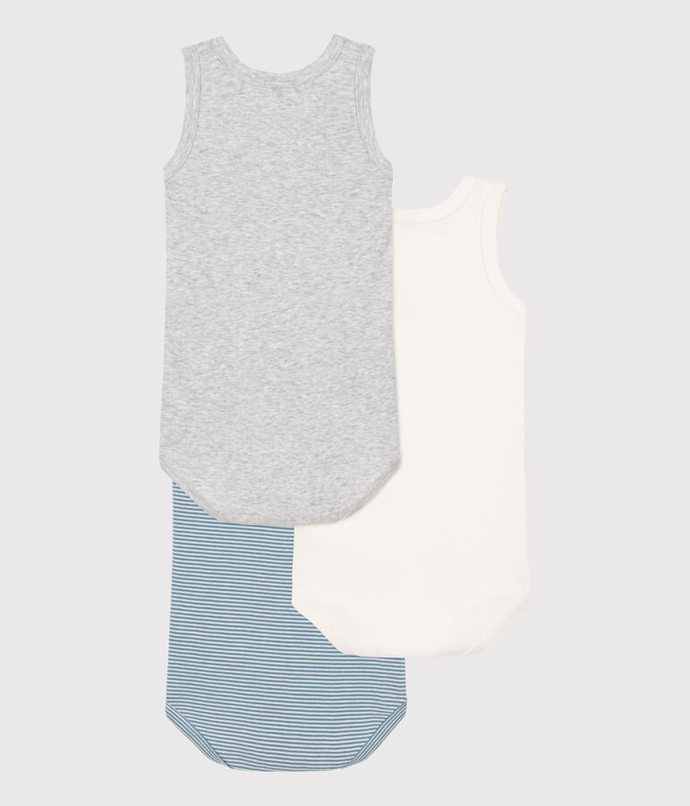 Lot de 3 bodies sans manches milleraies b&eacute;b&eacute; en coton multicouleur