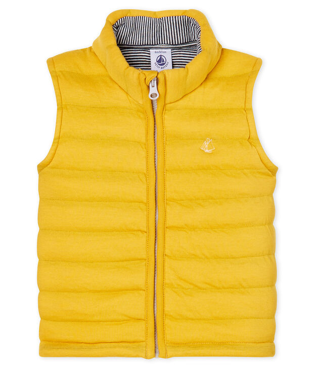 Blouson sans manches en tubique matelass&eacute; b&eacute;b&eacute; mixte jaune