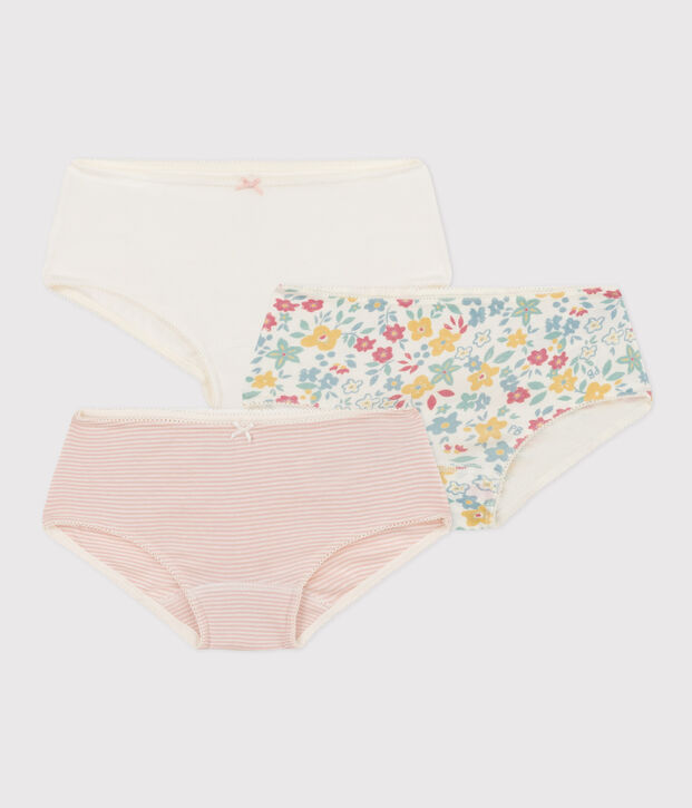 Lot de 3 shorties fleurs en coton petite fille multicouleur