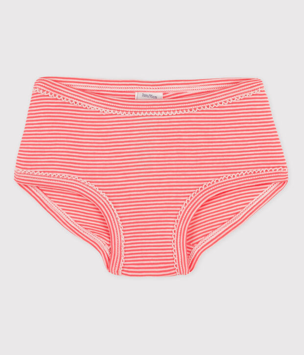 Culotte petite fille en coton orange/blanc