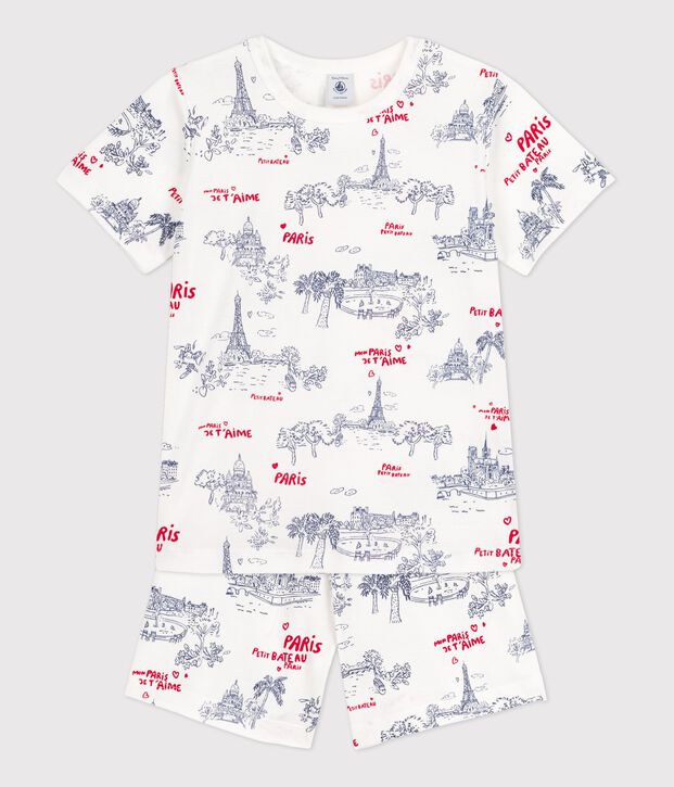 Pyjacourt en coton enfant blanc/multicouleur