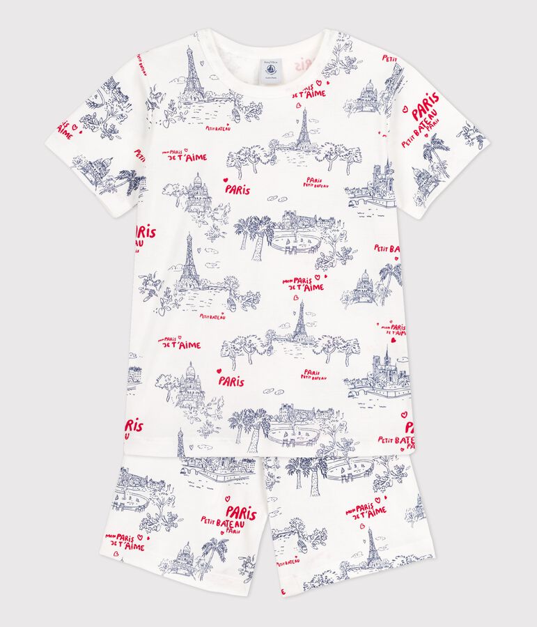 Pyjacourt en coton enfant blanc MARSHMALLOW/blanc MULTICO