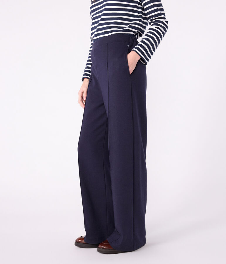 Pantalon femme en coton bleu SMOKING