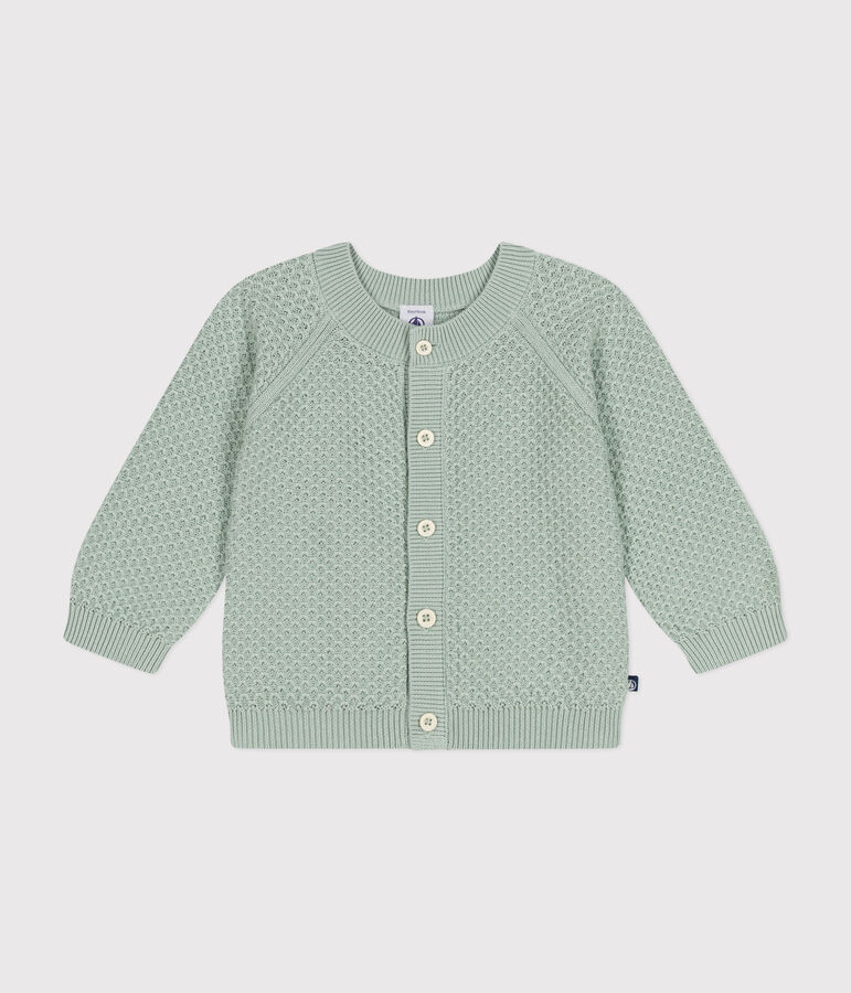 Cardigan en tricot de coton b&eacute;b&eacute; vert HERBIER