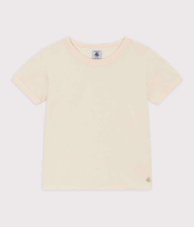 Tee-shirt en bouclette &eacute;ponge enfant fille/gar&ccedil;on &eacute;cru