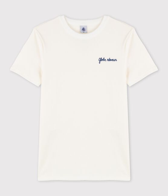 T-shirt col rond  sérigraphié en coton Femme blanc MARSHMALLOW