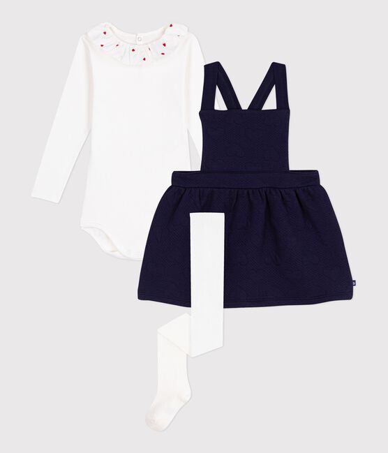 Ensemble cadeau bébé en coton : robe, body et collant variante 1
