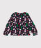 Blouse manches longues en flanelle enfant fille bleu SMOKING/blanc MULTICO