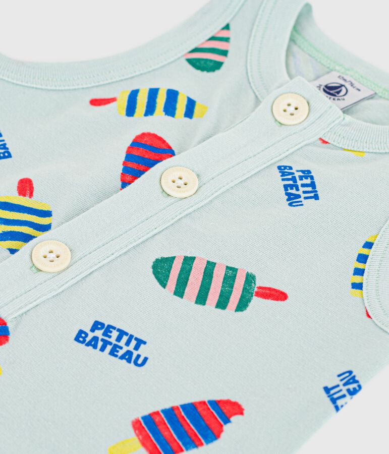 Combinaison courte b&eacute;b&eacute; en coton, imprim&eacute;e glaces bleu/multicouleur