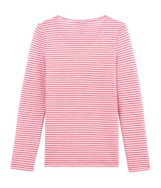 Tee shirt manches longues coton et laine pour femme rose CHEEK/blanc MARSHMALLOW