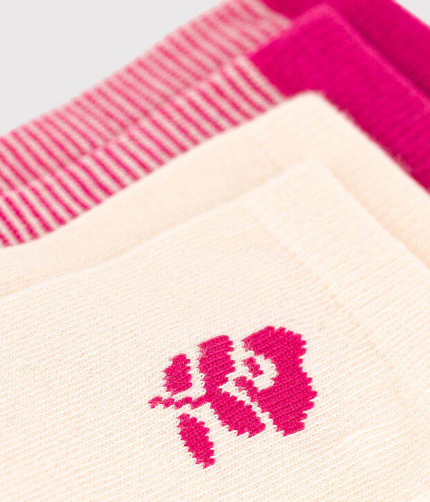 2 paires de chaussettes en coton fleurs enfant multicouleur