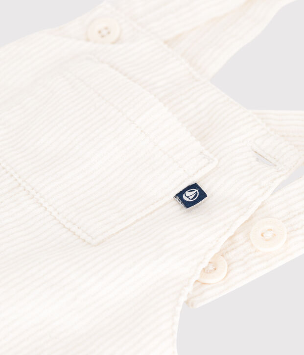 Salopette b&eacute;b&eacute; en velours c&ocirc;tel&eacute; uni blanc cass&eacute;