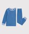 Pyjama enfant en velours c&ocirc;tel&eacute; uni bleu