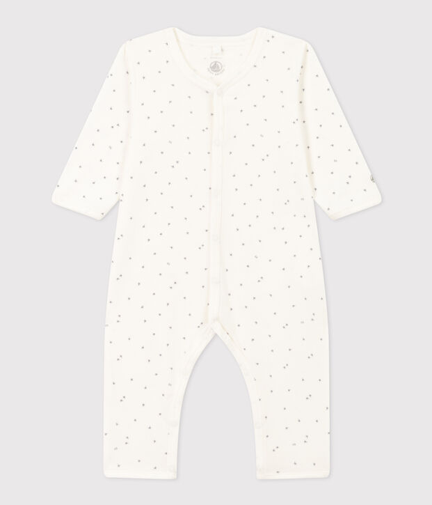 Pyjama b&eacute;b&eacute; &eacute;toiles en coton sans pieds blanc/gris