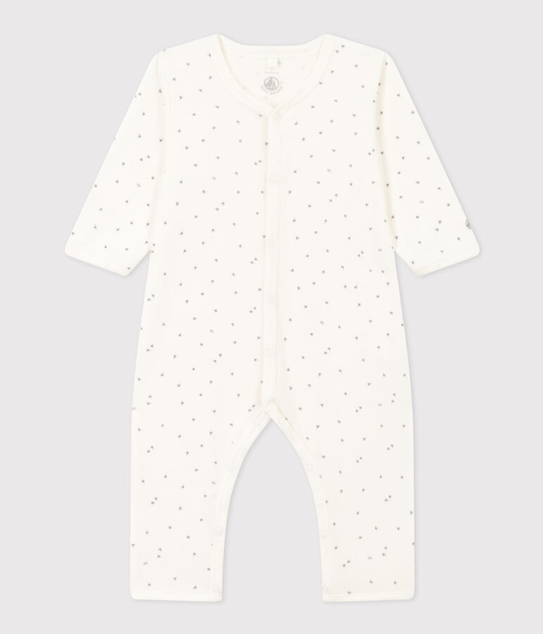 Pyjama b&eacute;b&eacute; &eacute;toiles en coton sans pieds blanc MARSHMALLOW/blanc MISTIGRI