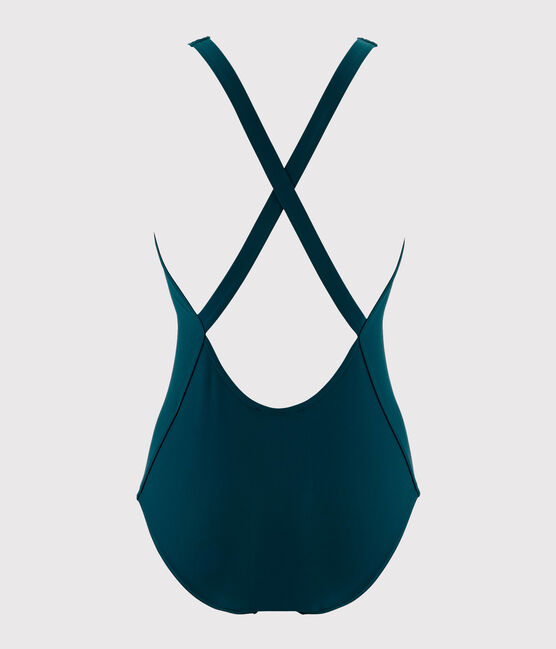 Maillot de bain 1 pièce femme croisé dos vert PINEDE