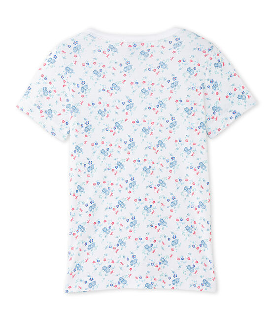 T-shirt fille imprimé blanc ECUME/bleu BLEU/ MULTICO