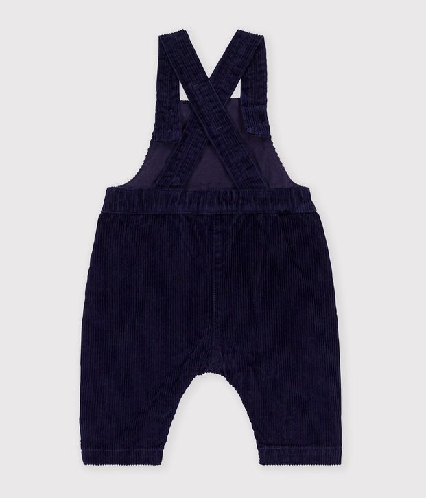 Salopette b&eacute;b&eacute; en velours jambes longues unie bleu marine