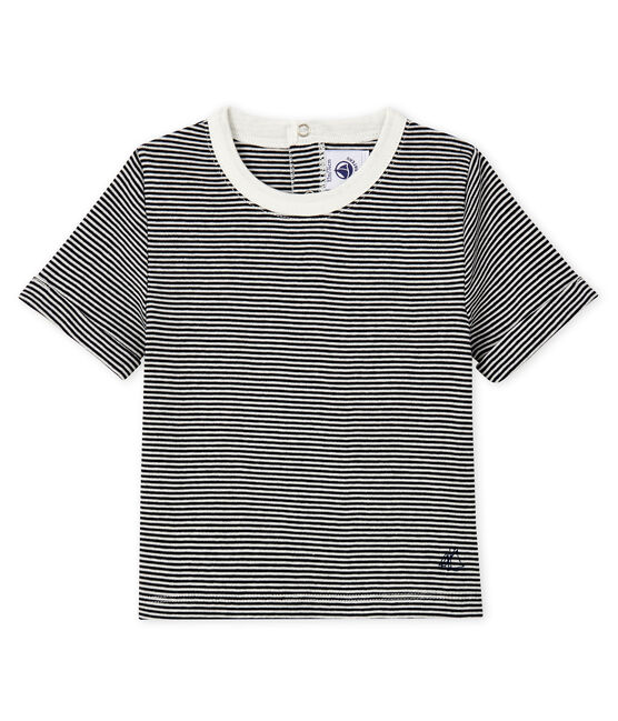 Tee shirt bébé garçon milleraie bleu SMOKING/blanc MARSHMALLOW