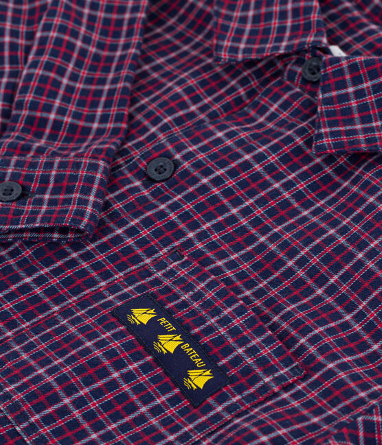 Chemise enfant en flanelle à carreaux bleu SMOKING/blanc MULTICO